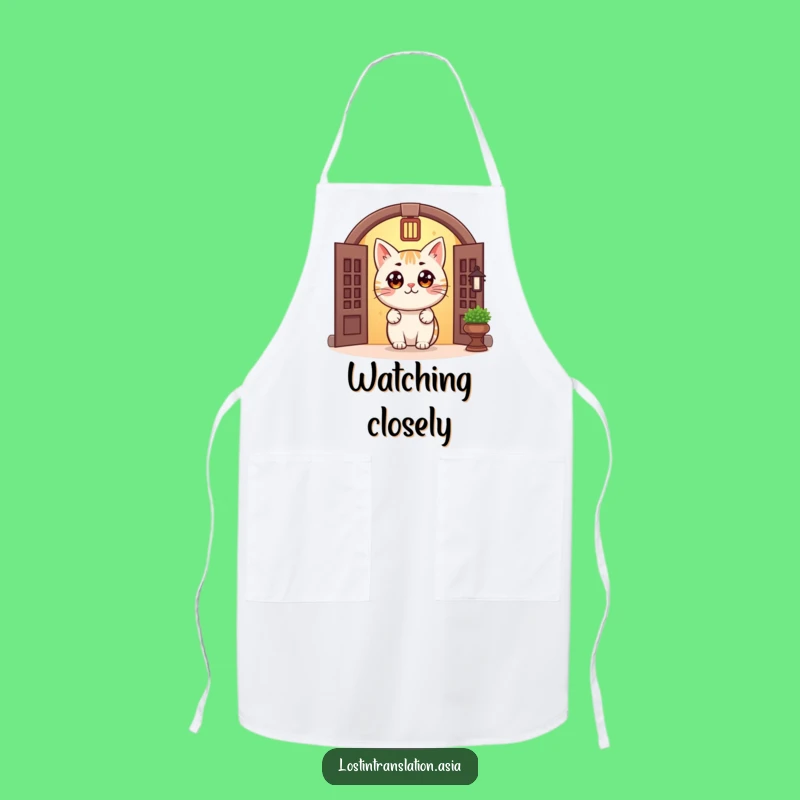Funny Cat Doorway Apron: Kitchen Fun, Peeking Chef, Ideal Funny Gift