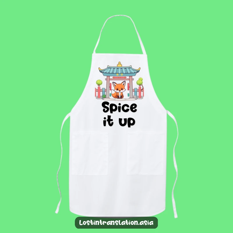 Funny Fox Temple Gate Apron - Hilarious Kitchen Wear for Explorers