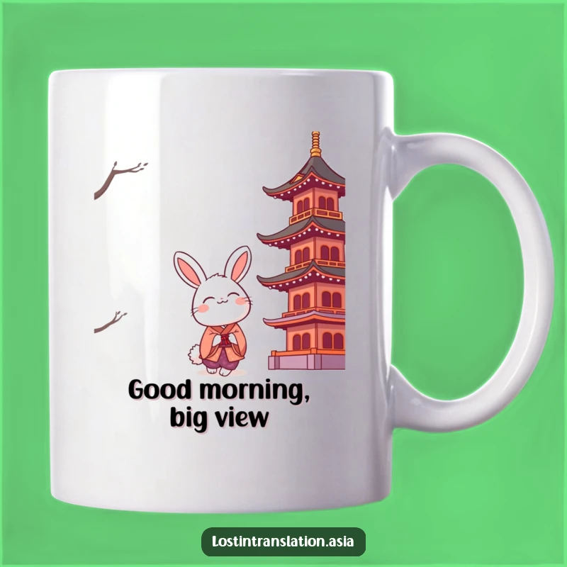 Funny Rabbit Pagoda Mug: A Whimsical Journey with a Smiling Bunny in Kimono!