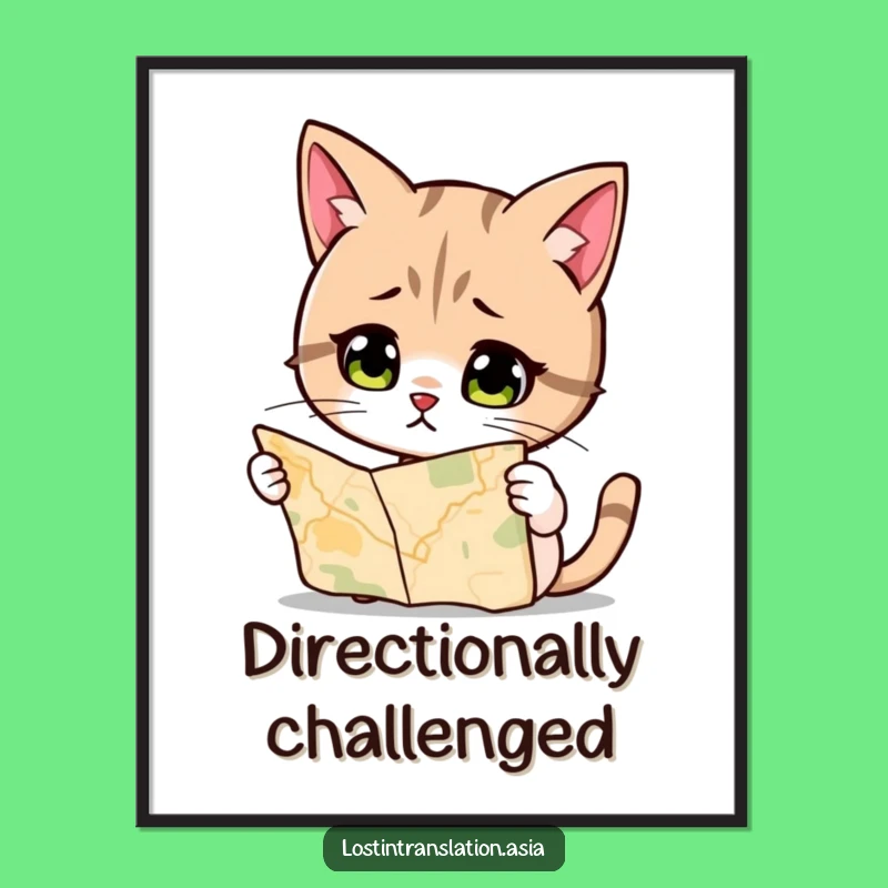 Funny Cat Map Digital Art - Humorous Feline Explorer Print