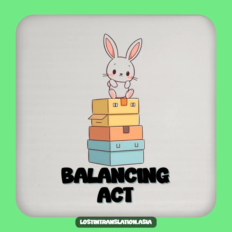 Funny Rabbit Box Balancing Coaster - Hilarious Protection for Your Surfaces