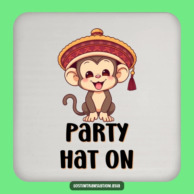 Funny Monkey Hat Coaster - Humorous Primate Accessory
