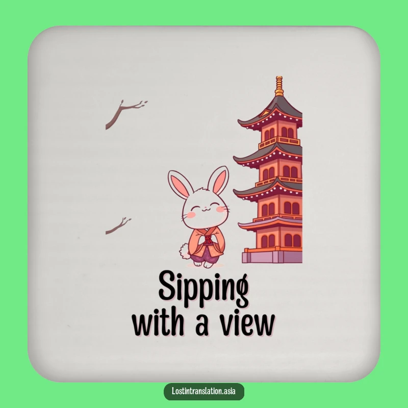 Funny Rabbit Pagoda Coasters: Protect Your Surfaces with Eastern Elegance!