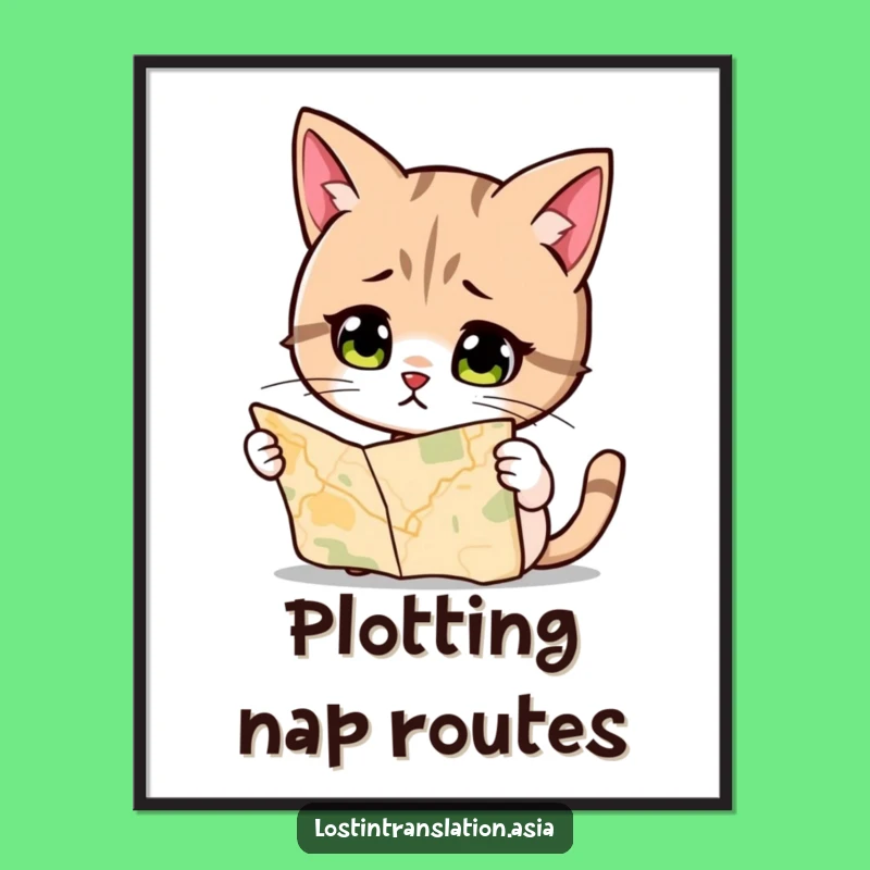 Funny Cat Map Poster - Humorous Feline Art Print