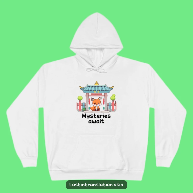 Funny Fox Temple Gate Hoodie - Cozy & Mysterious Winter Gift
