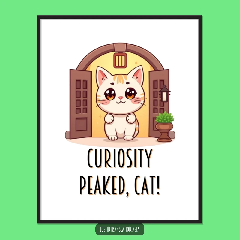 Funny Free Printable Cat Art: Peeking Charm, Downloadable Wall Decor