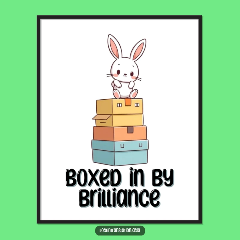 Funny Free Printable Wall Art: Rabbit's Boxy Balance, Downloadable Humorous Decor!