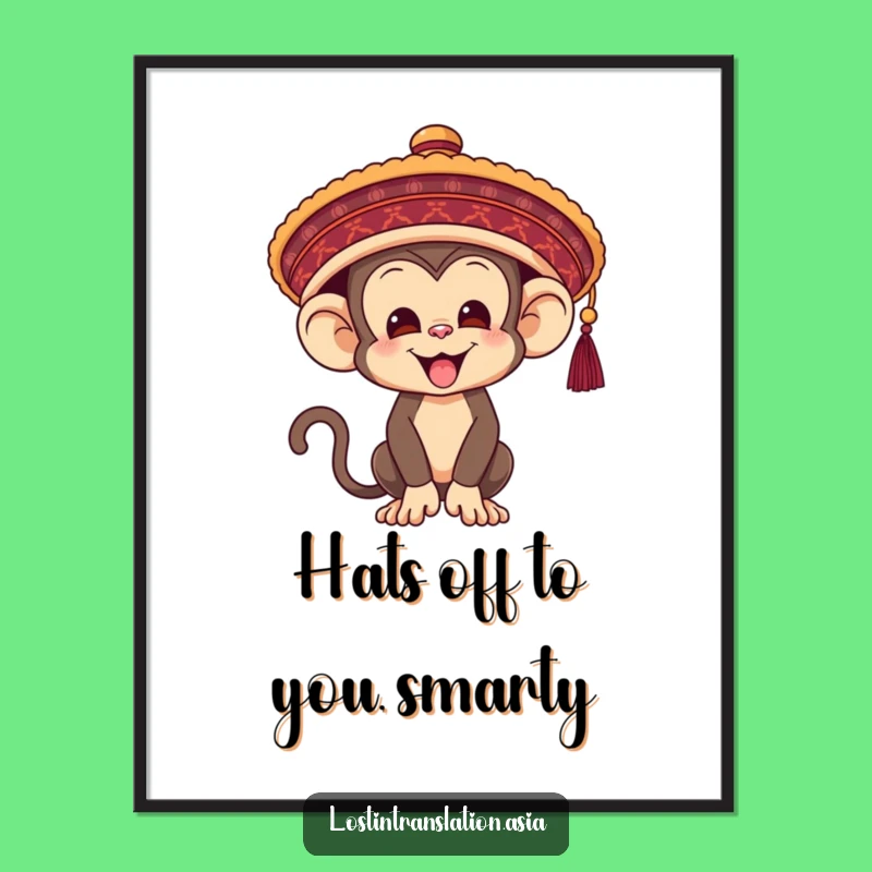 Free Printable Monkey Wall Art: Funny Hat Mishap Downloadable Whimsical Decor