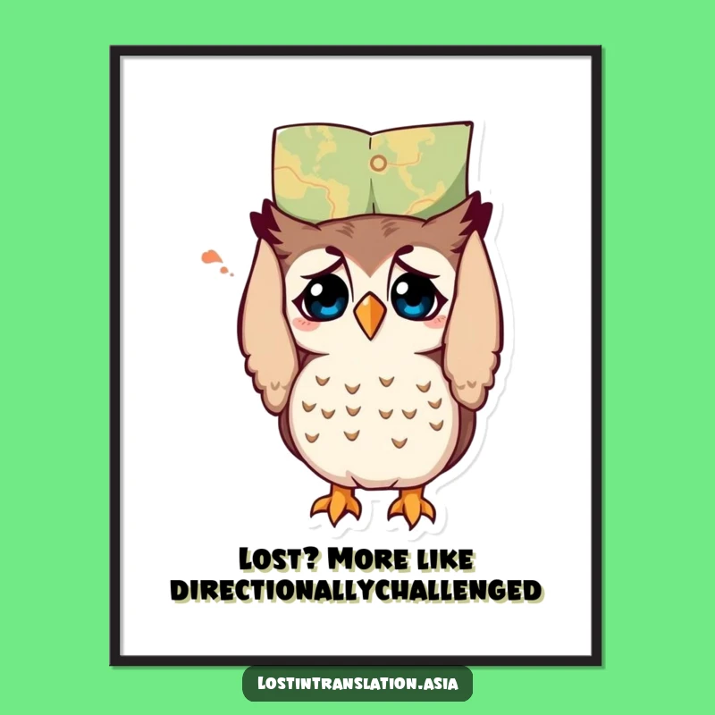 Free Printable Funny Owl Wall Art: Upside Down Map Humor Downloadable Decor