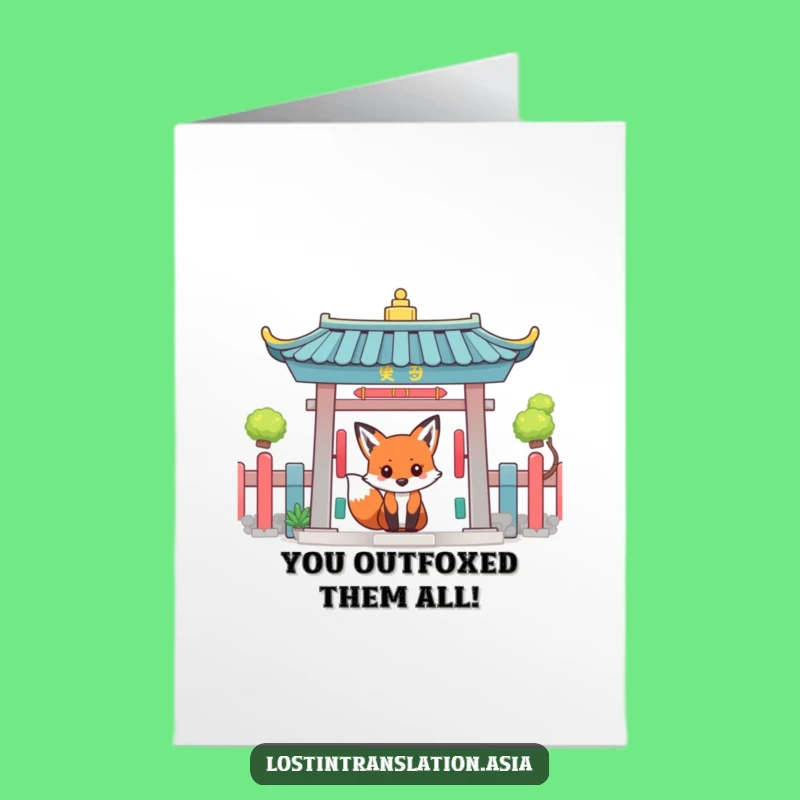 Free Printable Congrats Card: Fox at Temple, Funny Downloadable Gift!