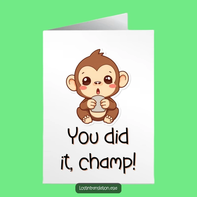 Free Printable Congrats Card: Shocked Monkey Expresses Joyful Surprise
