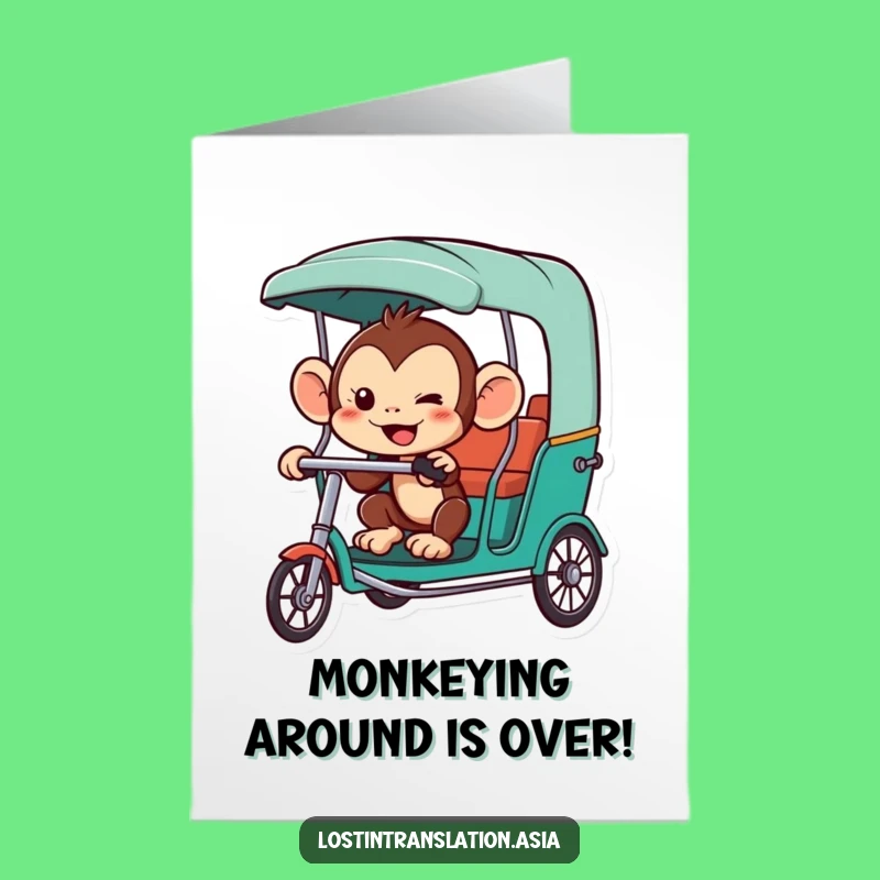 Free Printable Monkey Congrats Card: Rickshaw Humor Downloadable Funny Gift