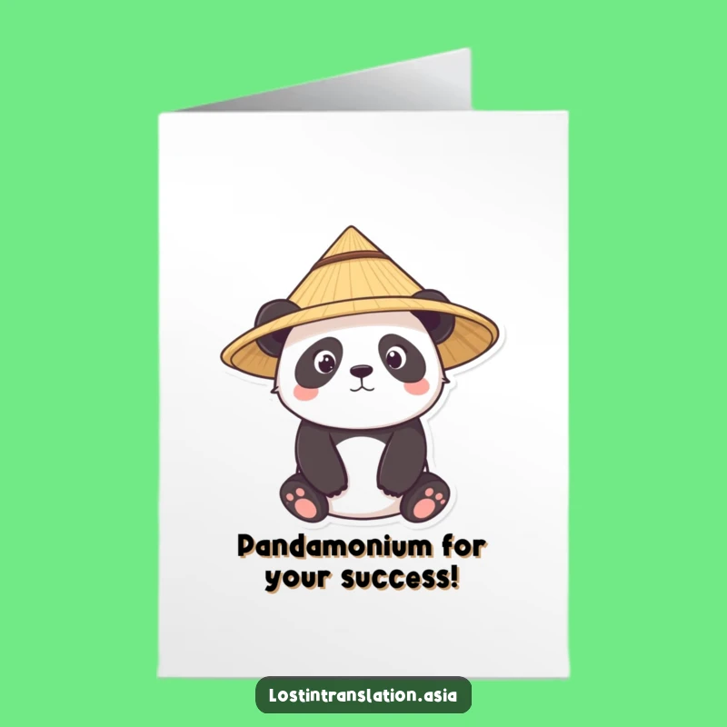 Free Printable Panda Congrats Card: Straw Hat Humor Downloadable Funny Gift