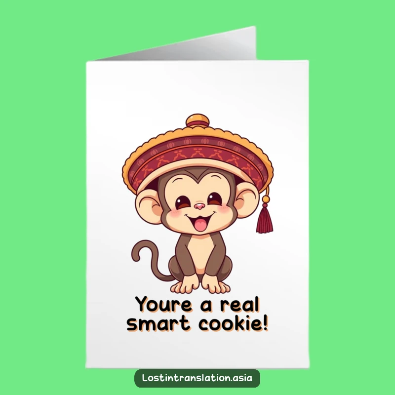 Free Printable Monkey Congrats Card: Funny Hat Mishap Downloadable Achievement Gift