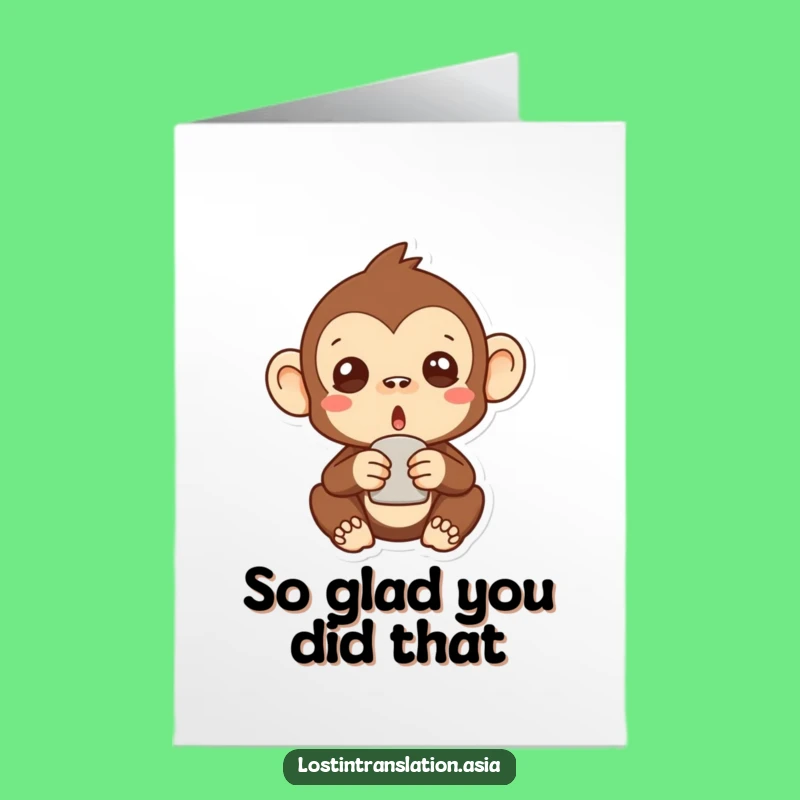 Free Printable Thank You Card: Funny Monkey Expresses Gratitude Surprised