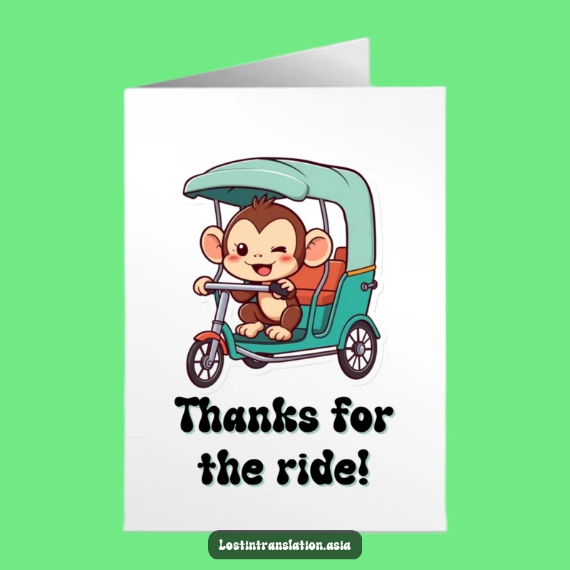 Free Printable Monkey Thank You Card: Rickshaw Humor Downloadable Funny Gift