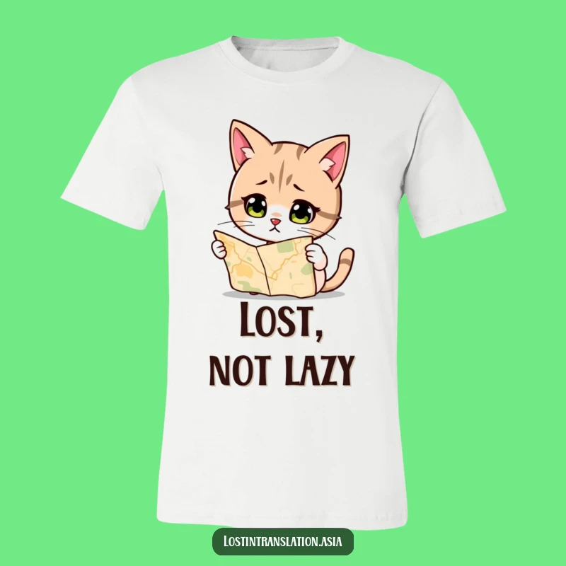 Funny Cat Map T-Shirt - Hilarious Explorer Feline Tee