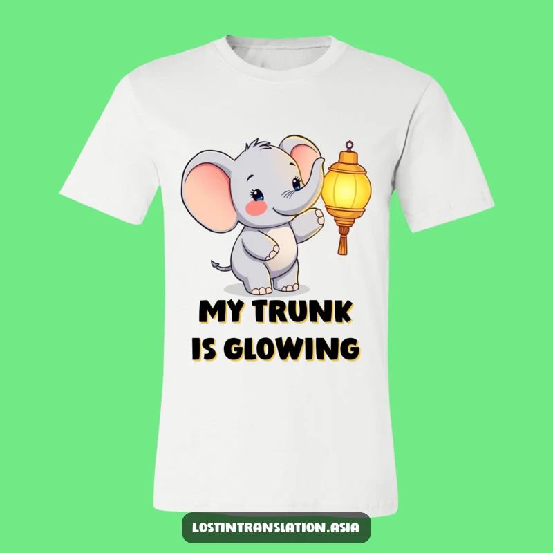 Funny Elephant Lantern T-Shirt - Shine Bright with Laughter!