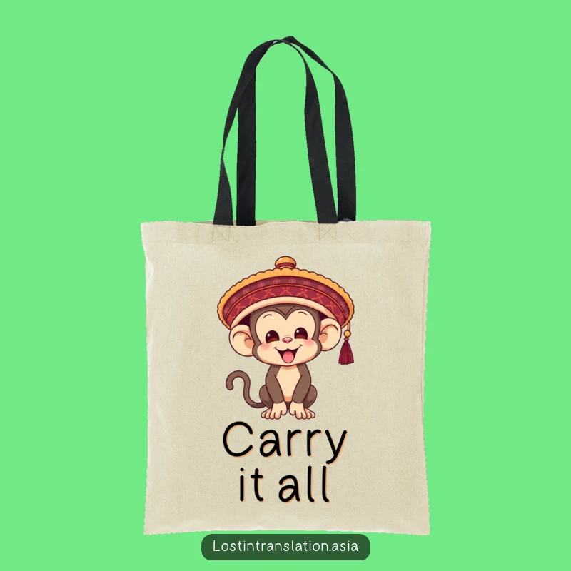 Funny Monkey Hat Tote Bag - Stylish & Hilarious Primate Accessory
