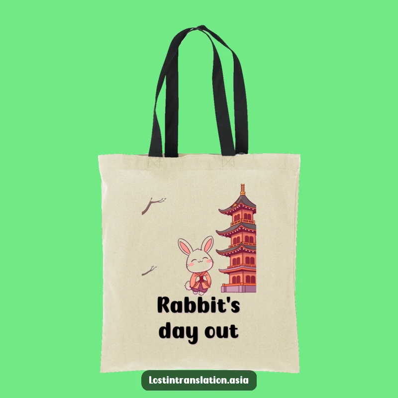 Funny Rabbit Kimono Tote Bag: Carry Your Zen with this Charming Pagoda Accessory!
